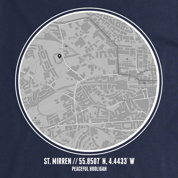St. Mirren T-Shirt Print Artwork Navy - Peaceful Hooligan 