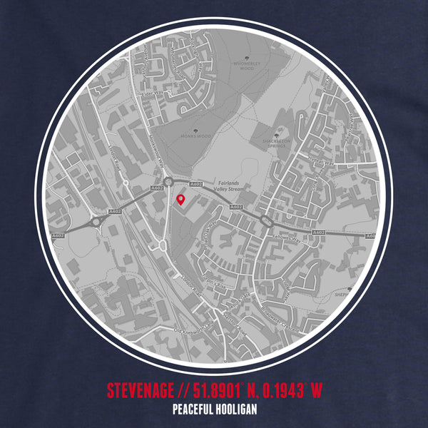 Stevenage T-Shirt Print Artwork Navy - Peaceful Hooligan 