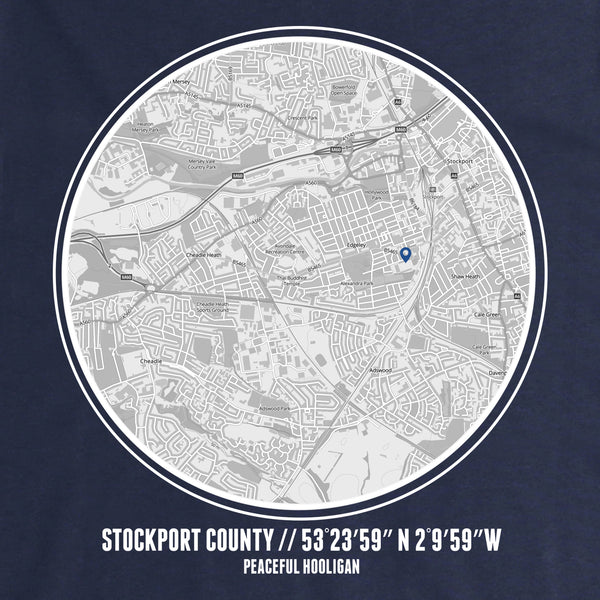 Stockport County T-Shirt Print Artwork Navy - Peaceful Hooligan 
