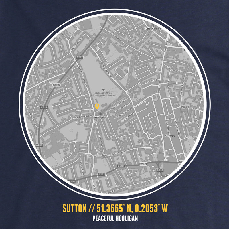 Sutton T-Shirt Print Artwork Navy - Peaceful Hooligan 