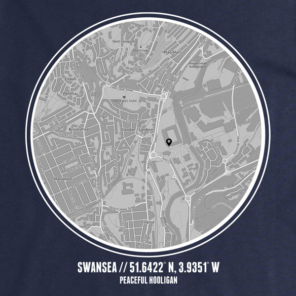 Swansea T-Shirt Print Artwork Navy - Peaceful Hooligan 