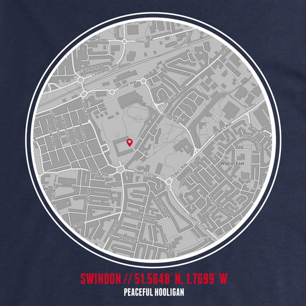 Swindon T-Shirt Print Artwork Navy - Peaceful Hooligan 
