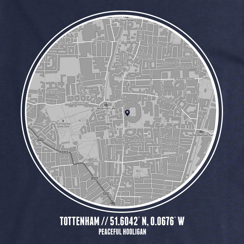 Tottenham T-Shirt Print Artwork Navy - Peaceful Hooligan 