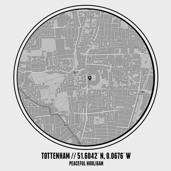 Tottenham T-Shirt Print Artwork White - Peaceful Hooligan 