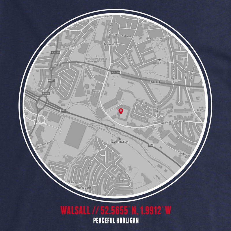 Walsall T-Shirt Print Artwork Navy - Peaceful Hooligan 
