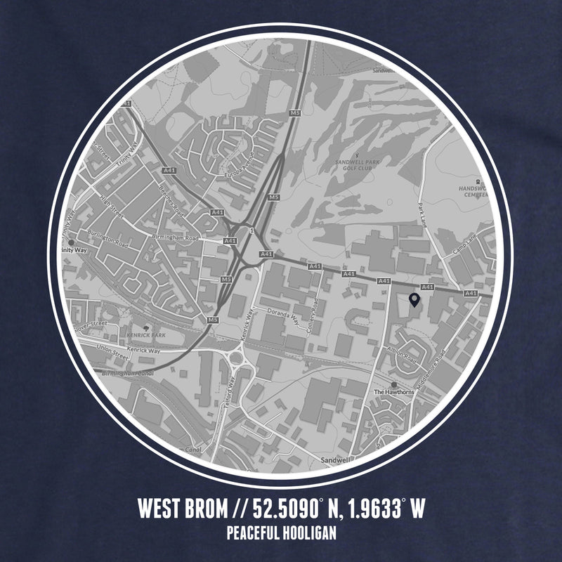 West Brom T-Shirt Print Artwork Navy - Peaceful Hooligan 