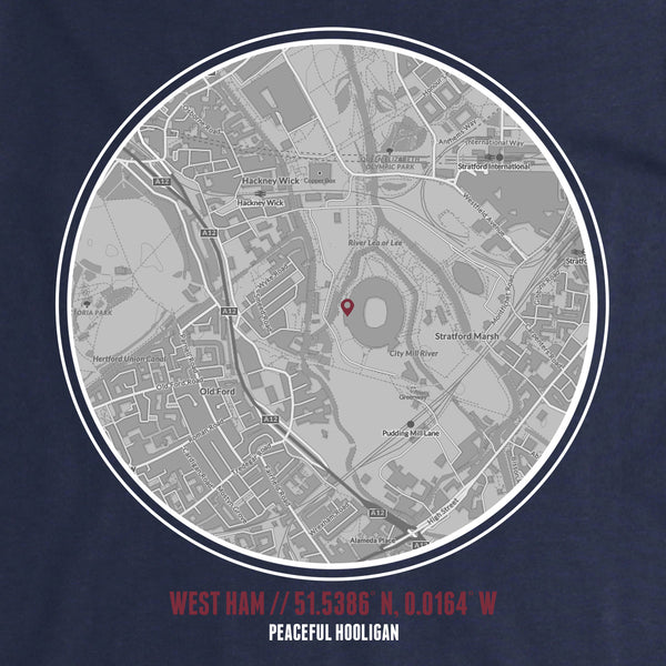 West Ham Sweatshirt Print Artwork Navy - Peaceful Hooligan 