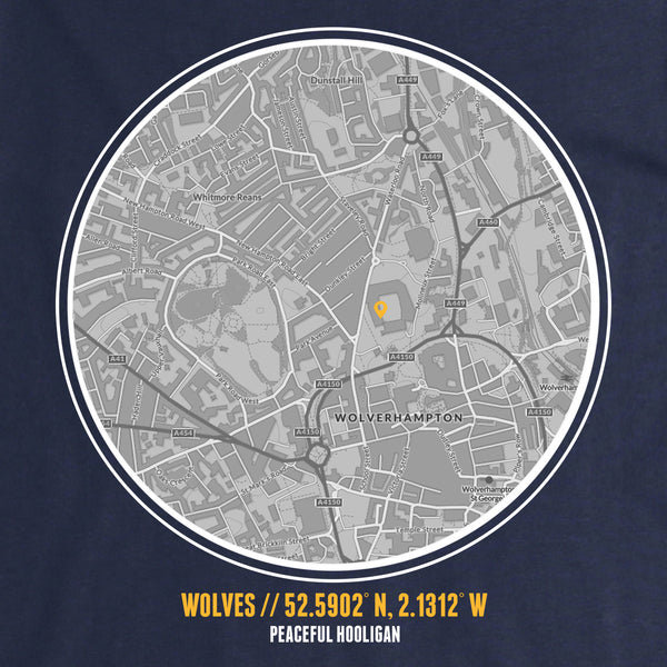 Wolves T-Shirt Print Artwork Navy - Peaceful Hooligan 