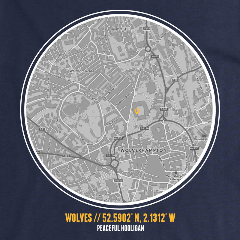 Wolves T-Shirt Print Artwork Navy - Peaceful Hooligan 