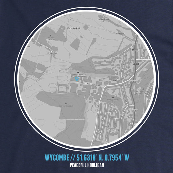 Wycombe T-Shirt Print Artwork Navy - Peaceful Hooligan 